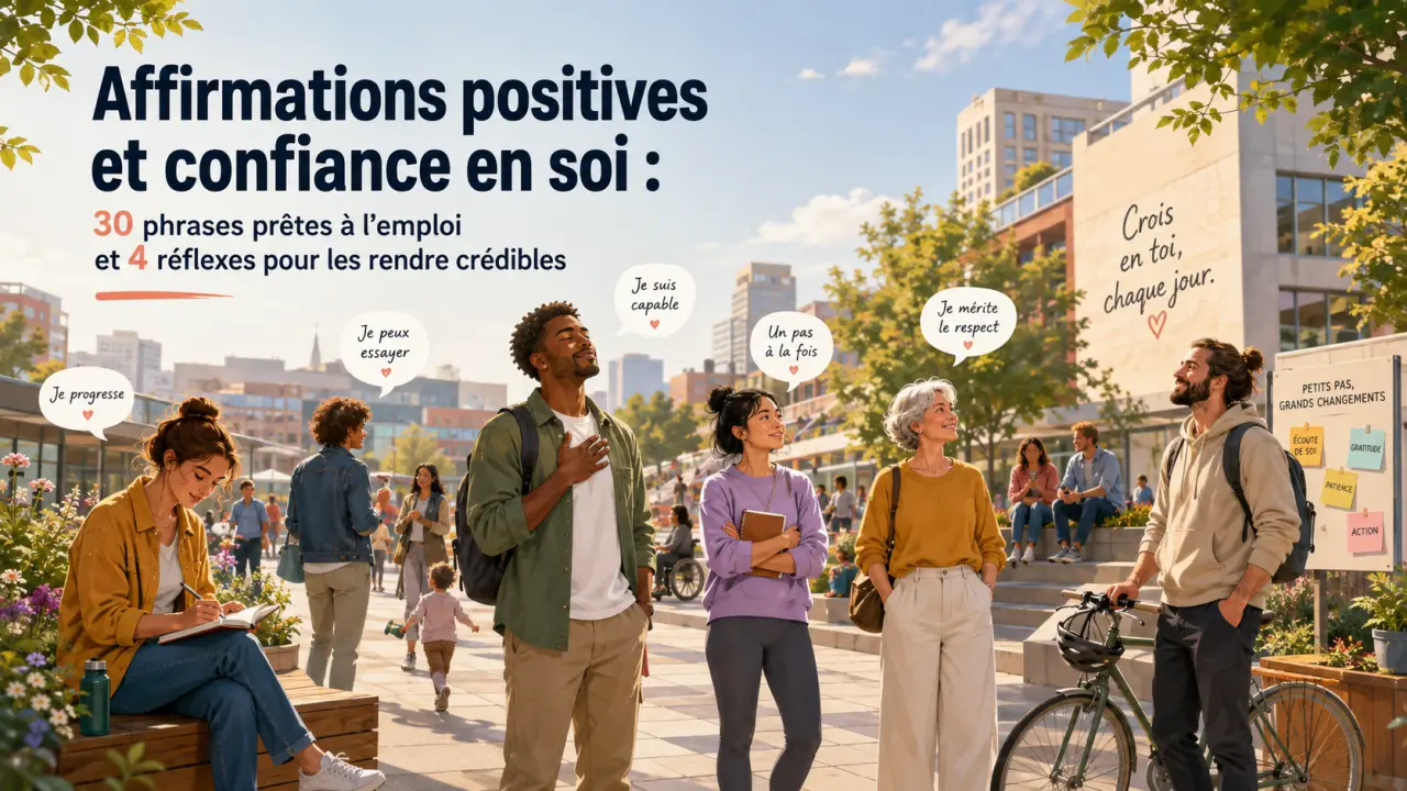 Affirmations positives et confiance en soi : 30 phrases prêtes à l’emploi et 4 réflexes pour les rendre crédibles