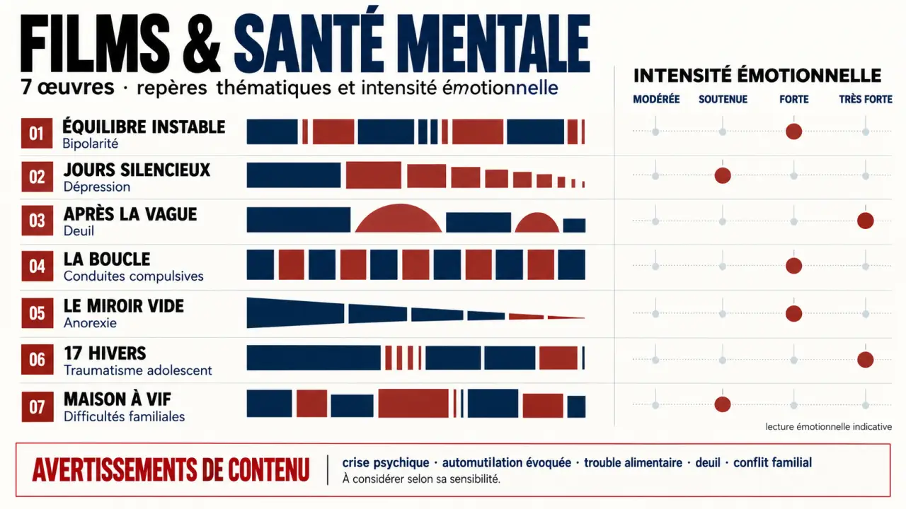 Films santé mentale classés par thèmes et intensité émotionnelle