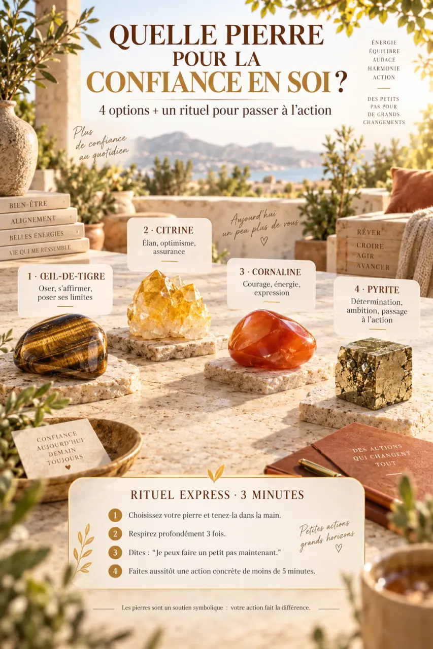 Quelle pierre pour la confiance en soi ? 4 options et un rituel pour agir