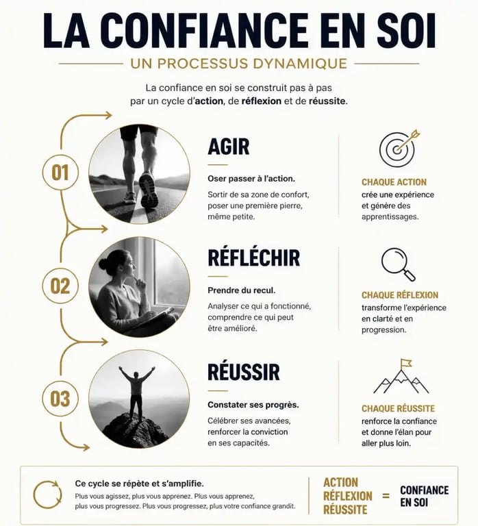 Infographie sur le processus de construction de la confiance en soi